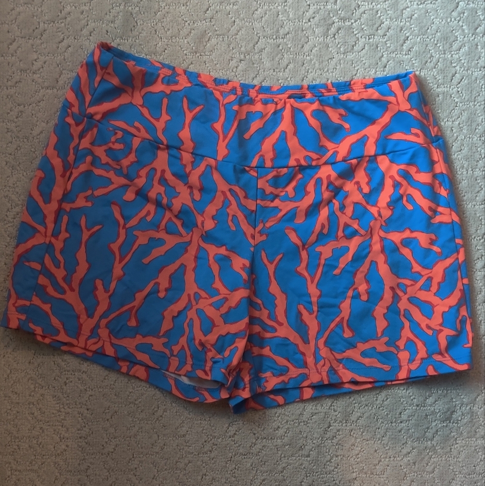 🪸 J McLaughlin Coral Aqua Blue Women's Shorts Size M